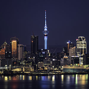Downtown Auckland, New Zealand at night