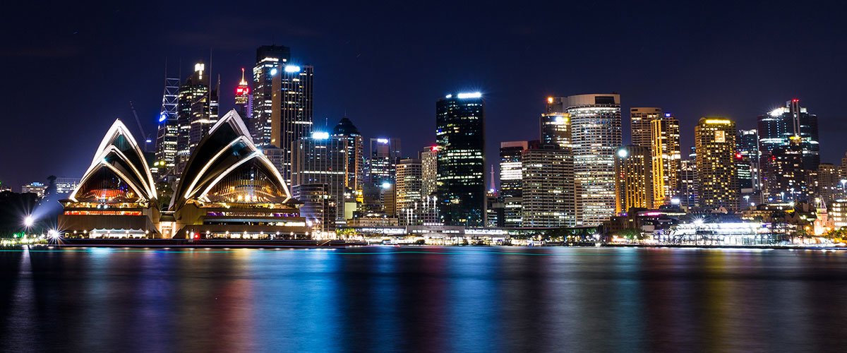Skyline at night of Sydney, Australia