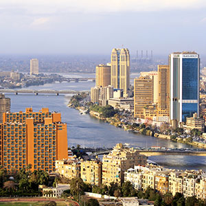 Nile River flowing through downtown Cairo